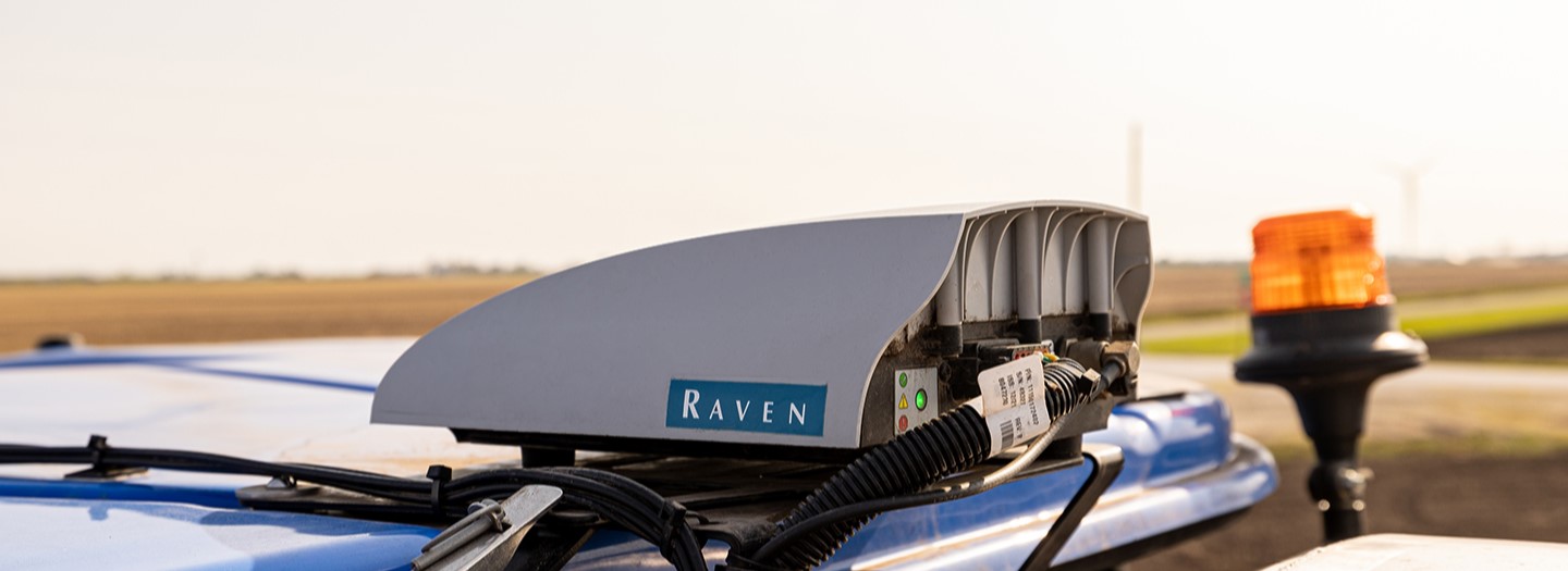 Image of a Raven Industries device mounted onto a truck cab